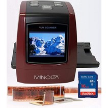 MINOLTA 필름 및 슬라이드 스캐너 색상 흑백 35mm 126 110 네거티브 슈퍼 8 필름을 22MP JPEG 디지털 사진으로 변환 16GB SD 카드 전세계 (레드)