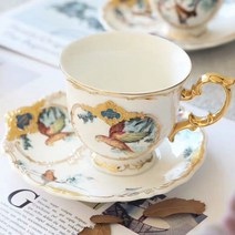 포르투칼그릇 프랑스 명품 그릇 수입 레터링 접시 독일 유럽 세라믹 식기 숲 동물 커피 컵 세트 디저트 과일 스테이크 플레이트 홈 테이블 장식 도자기 저녁 식사, Coffee cup D