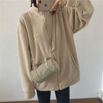 도톰 하이넥 집업 후드 카디건 여 기모 스웨터 코트