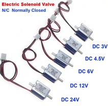 솔레노이드 DC 3V/ 4.5V/ 6V/ 12V/ 24V 소형 미니 전기 솔레노이드 밸브 N/C 정상 폐쇄 2 방향 가스 공기 밸브 마이크로 솔레노이드 밸브, DC 4.5V