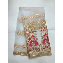 인도원단 아프리카 레이스 패브릭 최신 화이트 골드 인도 사리 tulle 3D 스팽글 원단 웨딩 YYZ8, 04 4