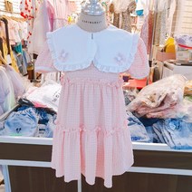 유니콘아동복 어린이 여름 원피스 (3~8세) 카라 반팔 원피스 체크무늬 원피스