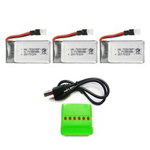 3.7v 380mah 드론배터리충전기세트, (X4) 380mah3개+6in1충전