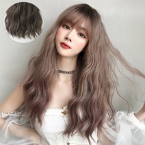Routop 통가발 긴머리 여성 웨이브 시뮬레이션 머리 4가지 컬러 가발 케어셋트 서비스, 1개, 갈색