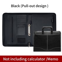 업무용 다이어리 포트폴리오 파일 사무용 필수품패션 A4 문서 파일 폴더 PU 가죽 계산기 바인더 핸들 지퍼, 02 Without calculator