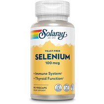 Solaray 효모 무함유 셀레늄 100mcg 건강한 면역 갑상선 기능 지원 향상된 흡수 90서빙 90베지 캡슐