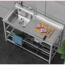 업소용 싱크대 식당 스텐 간이 씽크대 야외 개수대, 120CM 좌 +냉온수 수도꼭지