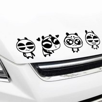 앞범퍼 문짝 잘보이는 판다 차량튜닝 스티커 개성 눈에띄는, 1개, 화이트
