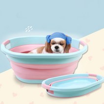 접이식 강아지스파욕조 고양이 애견목욕탕 셀프애견목욕 애견욕조, 기본 접이식 애견욕조, 핑크