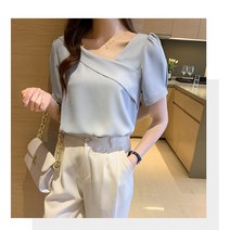 banhany 하늘하늘 요정 여름 오피스 하객 반팔 블라우스 빅사이즈