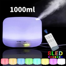 사무실가습기REUP LED 가습기 전기 아로마 디퓨저 테라피 에센셜 초음파 쿨 미스트 안개 메이커, 07 White 1000ml_01 AU