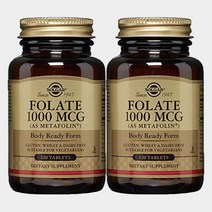 솔가 폴레이트 1000mcg 글루텐 프리 비건 무설탕 타블렛, 120개입, 2개