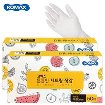 코멕스 니트릴장갑 화이트 50매 / FREE size / 라텍스장갑 요리용 청소용 고무장갑, 2개