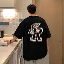 순면 반팔 5부 티셔츠 남 구미 트렌드 오버사이즈 아메리칸 하이 스트리트 국조 고크