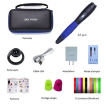 3d penNew High quality 3D Pen PLA Filament Printing Support ABS and 1.75mm Kids Diy Drawing With LCD, 01 Blue add 36m PLA_02 US
