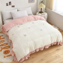 봄가을 침실 부드러운 워싱 면 이불자개 퀄리티 이불커버프릴 자수 토끼 (6가지색상), 흰색