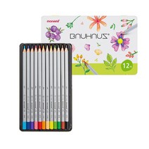 [문구조아] 모나미 바우하우스 12색 나무 색연필 틴케이스, 1개