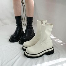 둥근코 플랫폼 기모 스판 앵클 부츠 워커 통굽 5cm