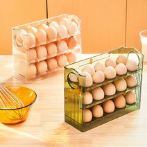 계란보관함 30구 자동폴딩 계란트레이 유통기한확인 대용량, 투명