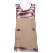 이코디 쁘띠걸 체크 긴팔 앞치마, 퍼플, 1개