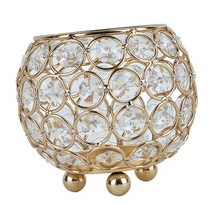 골드 크리스탈 티 라이트 캔들 홀더 Tealight 촛대 웨딩 다이닝 룸 테이블 장식 선물 크리스탈 캔들 스탠드, 금속 수정, 금