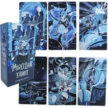 Mrdiyshisha 도자기 타로 덱 블루 만화 스타일 카드 79장 표준 사이즈 (12.1cm x 7cm(4.75인치 2.75인치))556658, Pocket Size: 4.06