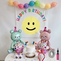 민즈셀렉트 두마리 곰돌이 생일풍선 세트, 02. 스마일현수막세트