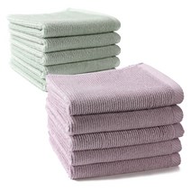 모던리빙 모던뱀부 130g 수건 세면 타올, 연보라+연두색, 10개
