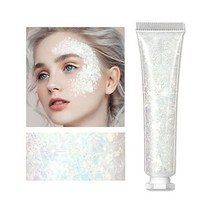 Body Glitter Gel Eye Face Makeup Sequins Liquid Nail Eyeshadow Cosmetic Laser Powder for Christmas P, White