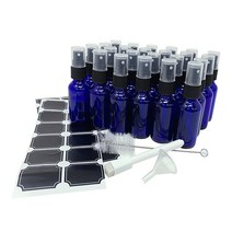 정품 Nevlers 24팩 앰버 28.3g(1온스) 유리 스프레이 병 | 미스트 유리병에는 스프레이어와 깔때기 및 브러시가 포함되어 있어 내용물을 쉽게 식별할 수, Blue_48