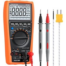 Proster 디지털 멀티미터 VC99 6000 카운트 K형 열전대가 있는 자동 범위 앰프 옴 볼트 미터 커패시턴스 주파수 섭씨 온도 테스트 최대 판독값 최대 5999 및 2000 uF-27097, 4000 계속