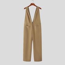 남성점프수트 INCERUN 남성용 단색 딥 V 넥 민소