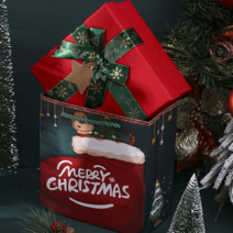 포장박스선물상자 크리스마스 선물 박스 선물 포장함 포장 봉투 레드 그린 리본 선물 고급스러움 성탄절 분위기, 레드 리본 박스 봉투, 28*20*9cm