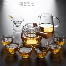 펌킨유리저그 빈티지티팟 내열 직화유리주전자 아기보리차 차우려내기 거름망 하이라이트Hiuha 증정, 펌킨티팟-넓은잔4