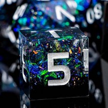 ARUOHHA Sharp Edges 주사위 세트 DND 레진 라이트닝 D&D 주사위 박스 포함 블루 퍼플 다면체 던전 앤 드래곤 RPG 롤 플레잉 게임 핸드메이드 포함 D 및, Black&purple&green