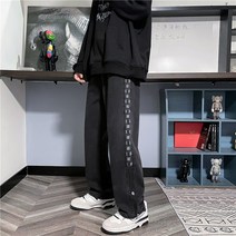 주니어청바지 아메카지스타일 고가 체크 패치워크 데님 바지남자 와이드 루즈핏 스트레이트핏 일자 팬츠 가을 3958886902