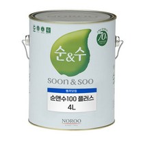 노루페인트 순앤수100 플러스 친환경 수성페인트 4리터 무광 내부용, 1개, 화이트, 4L
