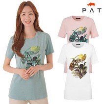 PAT 그린 프린트 라운드넥 티셔츠 QF45385