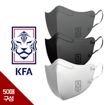 대한민국 국가대표 공식 마스크 50매 한박스 손흥민 축구국가대표팀 마스크 월드컵 카타르 응원 KFA마스크 태극기 kf94 새부리형 블랙 회색 화이트 쿨마스크 얇은마스크, 그레이
