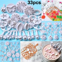 33 개/대 케이크 장식 도구 FONDANT 플런저 커터 도구 쿠키 비스킷 케이크 금형 꽃 세트 베이킹 액세서리