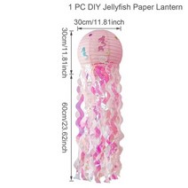 인어 파티 장식 작은 해파리 종이 랜턴 바다 아래 장식 소녀 베이비샤워 생일, paper lantern
