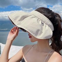 머리띠형 썬캡여름 썬캡 2개 여성 리프 밀짚 필름 모자 자외선 햇빛 차단 창모자