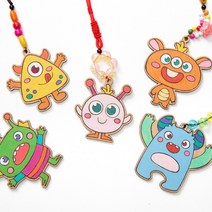 나무목걸이 초등 만들기 외계인 목걸이 줄 미술재료, 빨간색, 콘