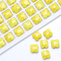 네잎클로버 비즈 키링 재료 동대문 레진30 개/몫 4 잎 클로버 구슬 유리 크로스 비즈 12 미리메터 매력 크, 08 porcelain yellow