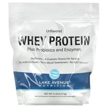 레이크에비뉴뉴트리션 웨이 프로틴 플러스 프로바이오틱 유청 단백질 무맛 2.27kg