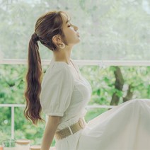 단골탑 여성 벨크로 포니테일 묶음머리 가발 히피펌 여성가발, 1개, 내츄럴블랙