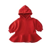 유아 여아 아기 기모 겨울 후드 원피스 자매룩 3color