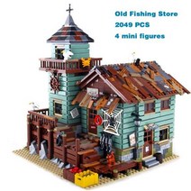 중국레고 오래된 낚시 가게 빌딩 블록 벽돌 어부 집 모델 호환 21310 생일 크리스마스 장난감 16050, Book Manual No box