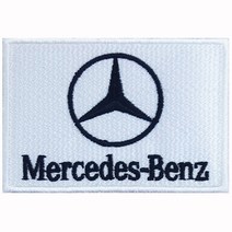 와펜 D734 - Benz 사각 로고 화이트 마크 패치