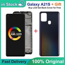 삼성 갤럭시 A21SM-A217FN/DS LCD 디스플레이 터치 스크린 디지타이저 6.5 슈퍼 AMED A21S lcd, Black With Frame 2